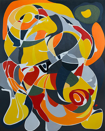 Fish Market-Gesso -Acrylic on Canvas -Geometric Seies (v1) 48x60